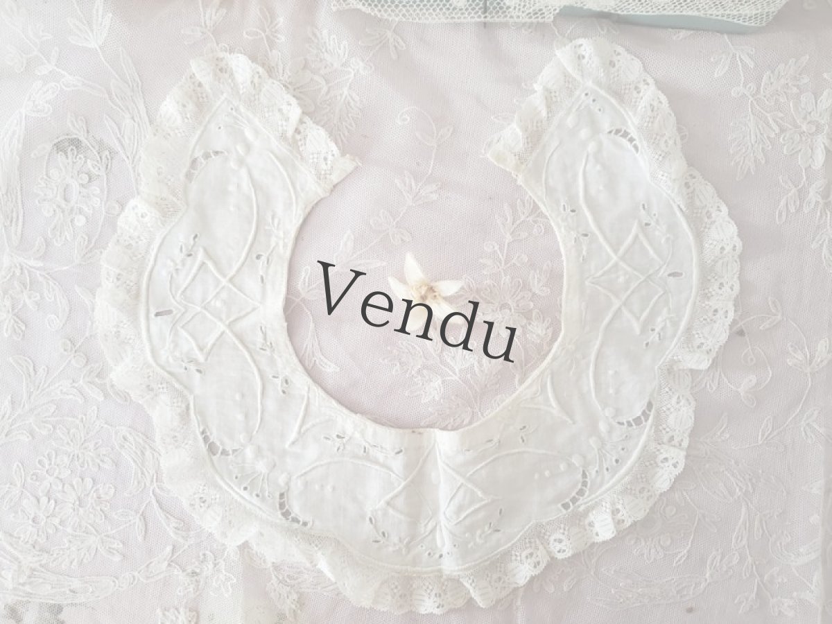 画像3: フランスアンティーク　ハンドメイド カットワーク刺繍　少女のつけ襟 (3)