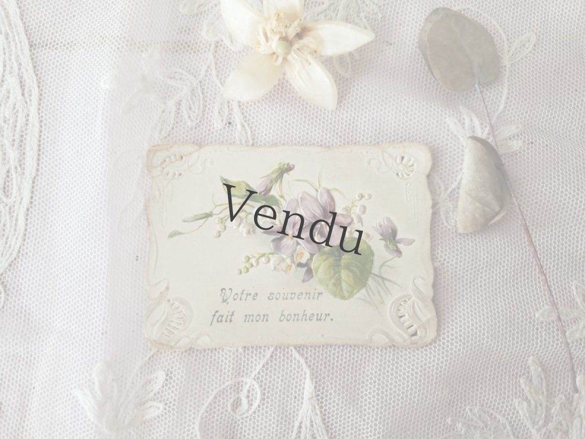 画像3: フランスヴィンテージ　すみれと鈴蘭の小さなホーリーカード (3)