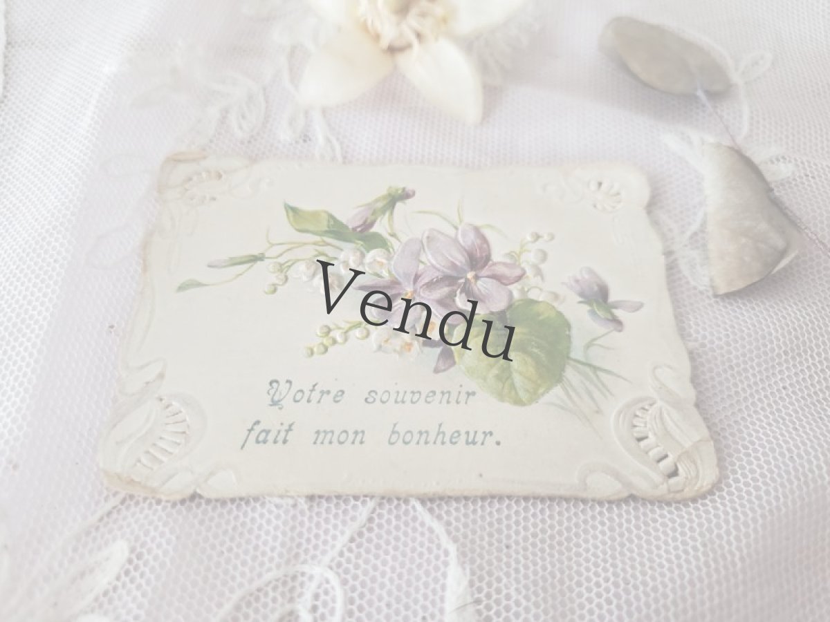 画像2: フランスヴィンテージ　すみれと鈴蘭の小さなホーリーカード (2)