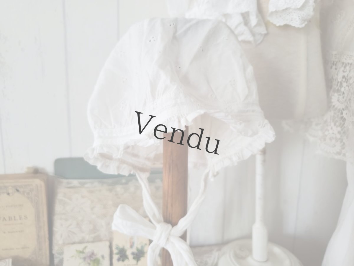 画像5: フランスアンティーク　コットン刺繍ボネ (5)