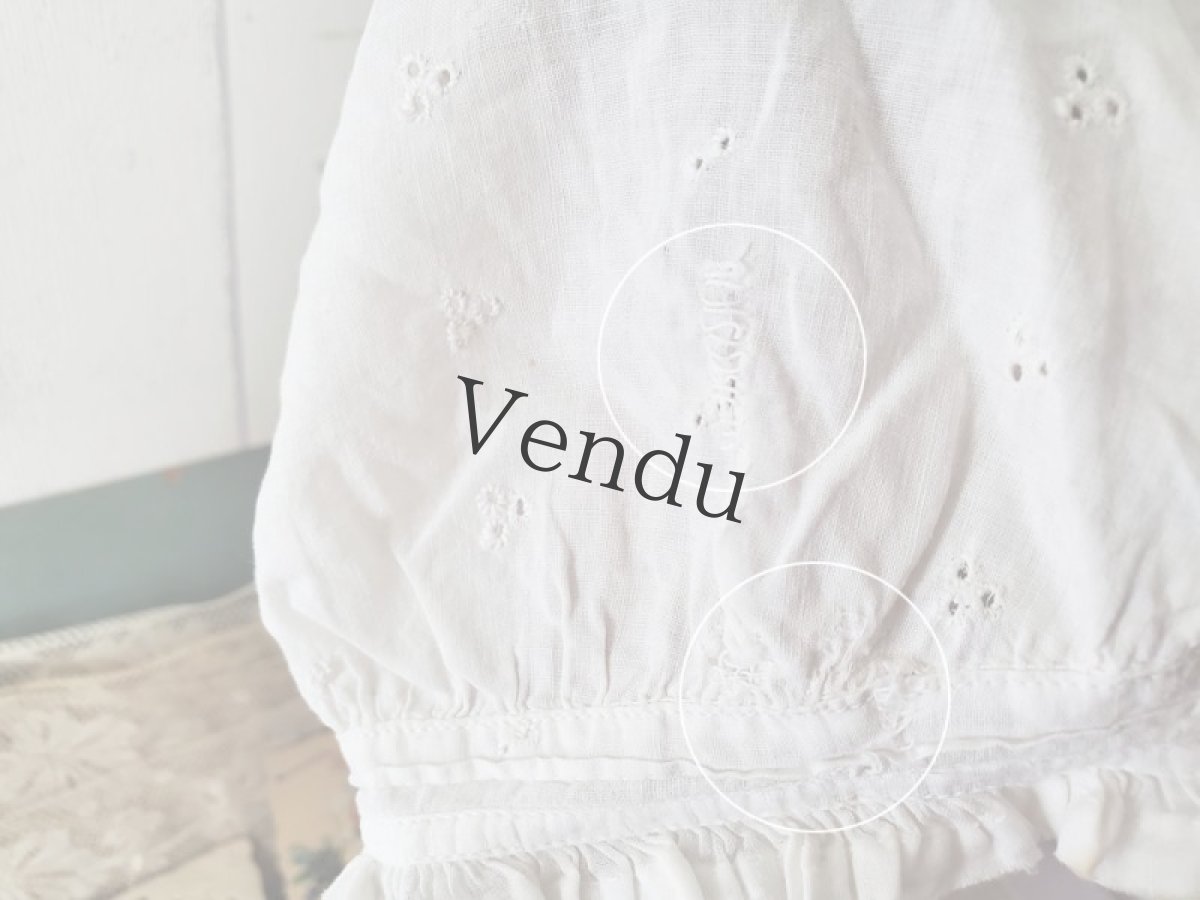 画像6: フランスアンティーク　コットン刺繍ボネ (6)