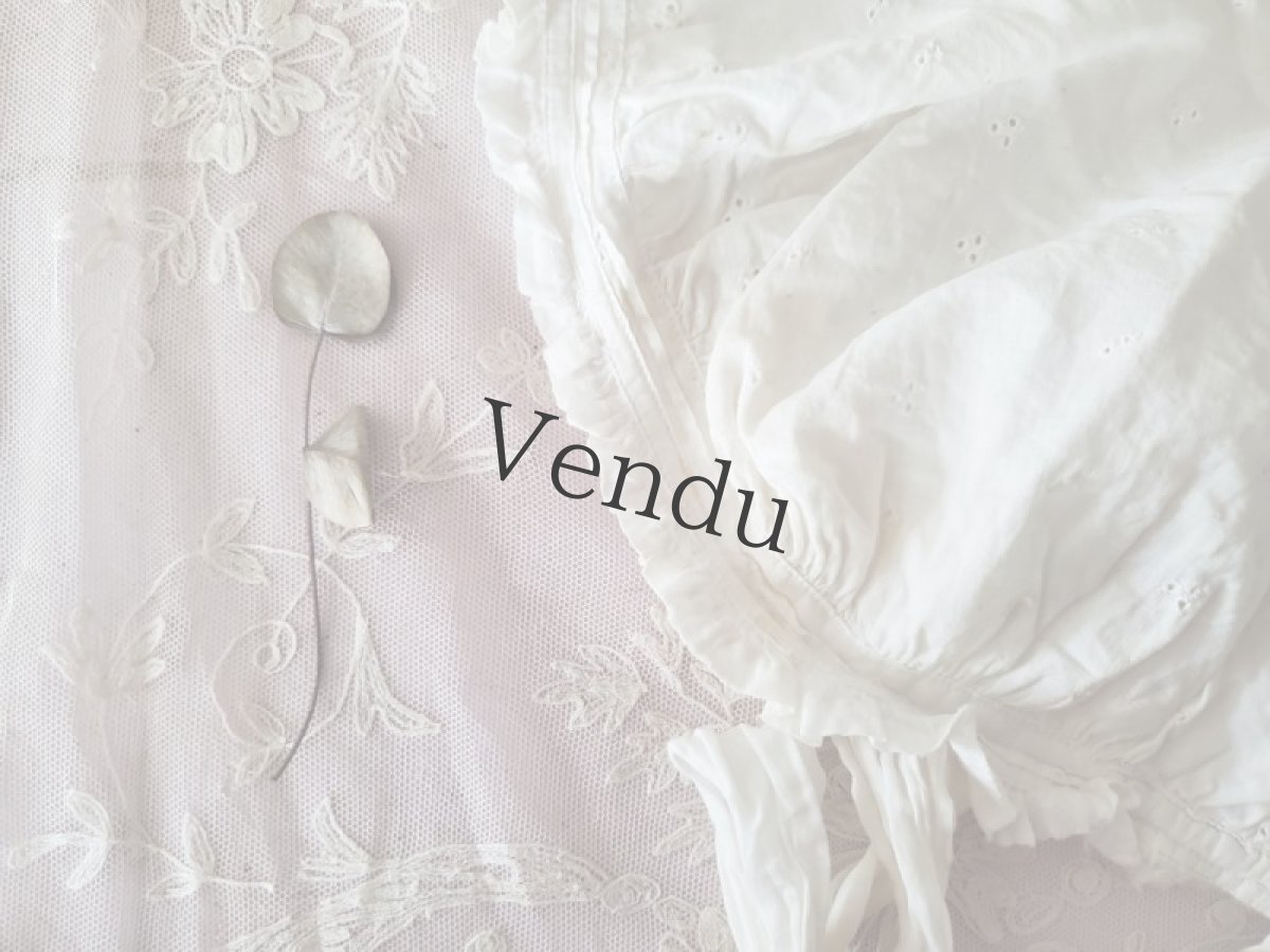 画像2: フランスアンティーク　コットン刺繍ボネ (2)