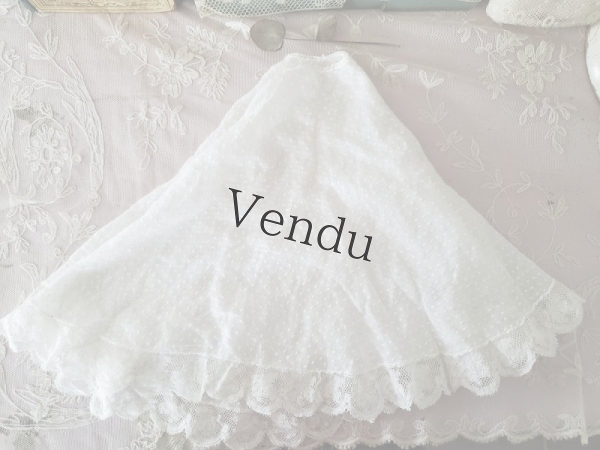 画像7: フランスヴィンテージ　ランプシェード 細かな水玉＋ヴァランシエンヌスカラップレース (7)