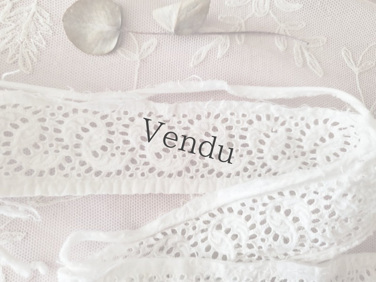 画像2: フランスヴィンテージ　カットワーク刺繍レース 153cm (2)