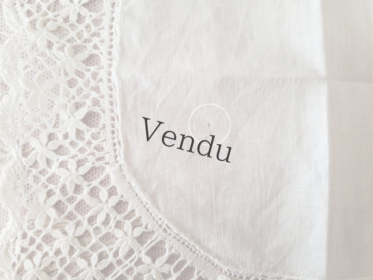 画像4: フランスヴィンテージ　ボビンレース　ハンカチ (4)