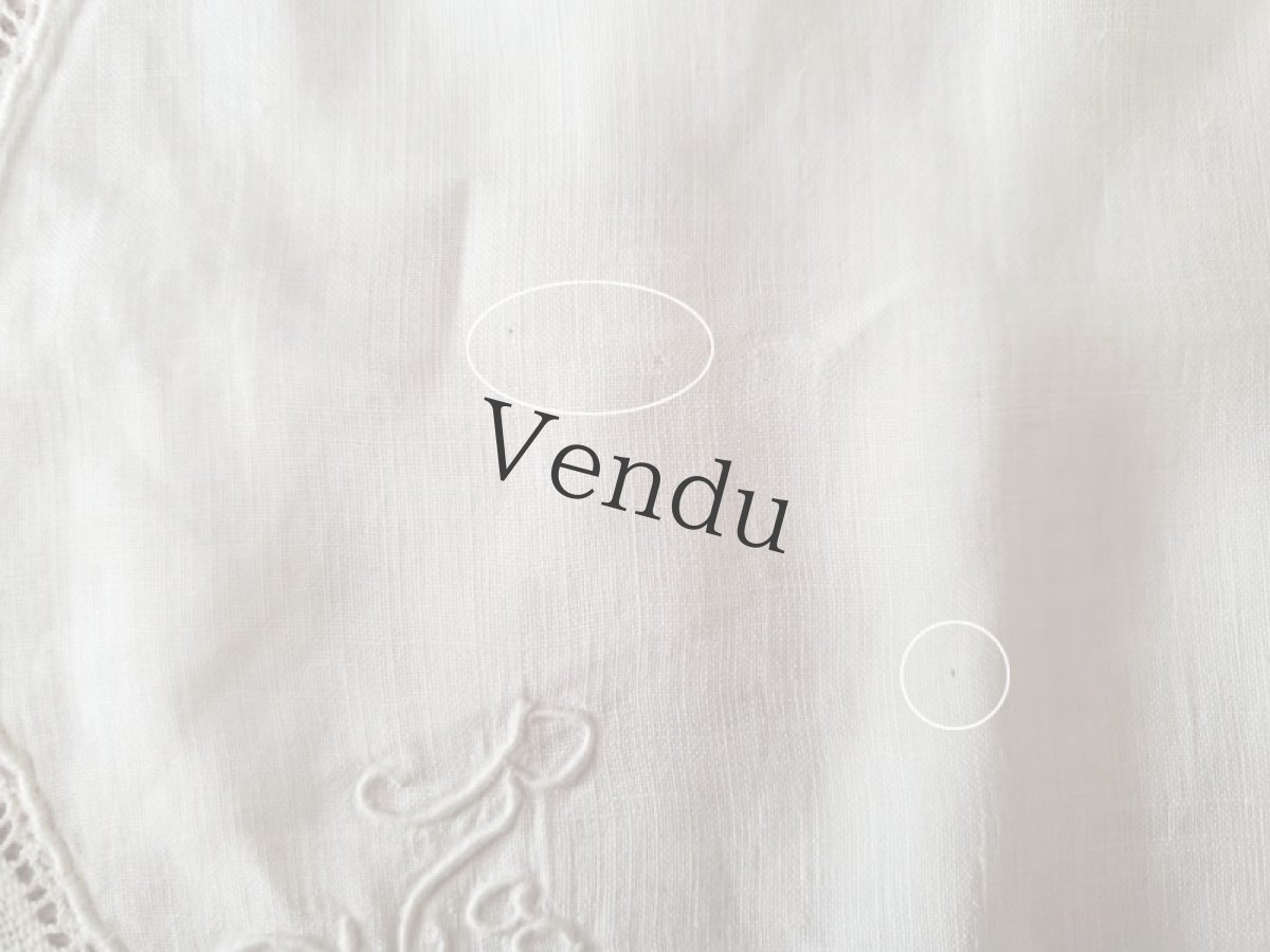 画像6: フランスヴィンテージ　ボビンレース　ハンカチ　名前刺繍入り (6)