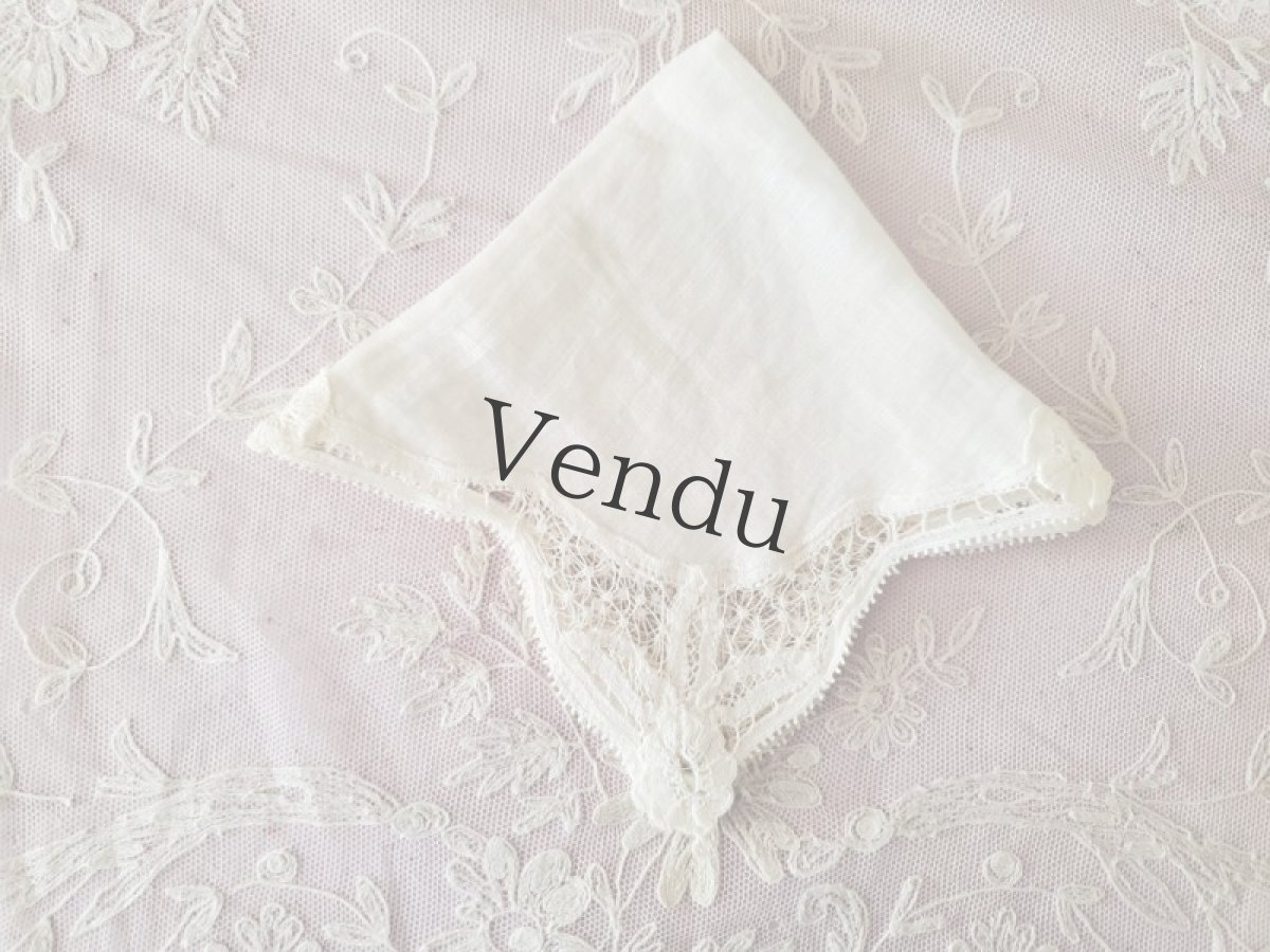 画像4: フランスヴィンテージ　ニードルレース　ハンカチ (4)