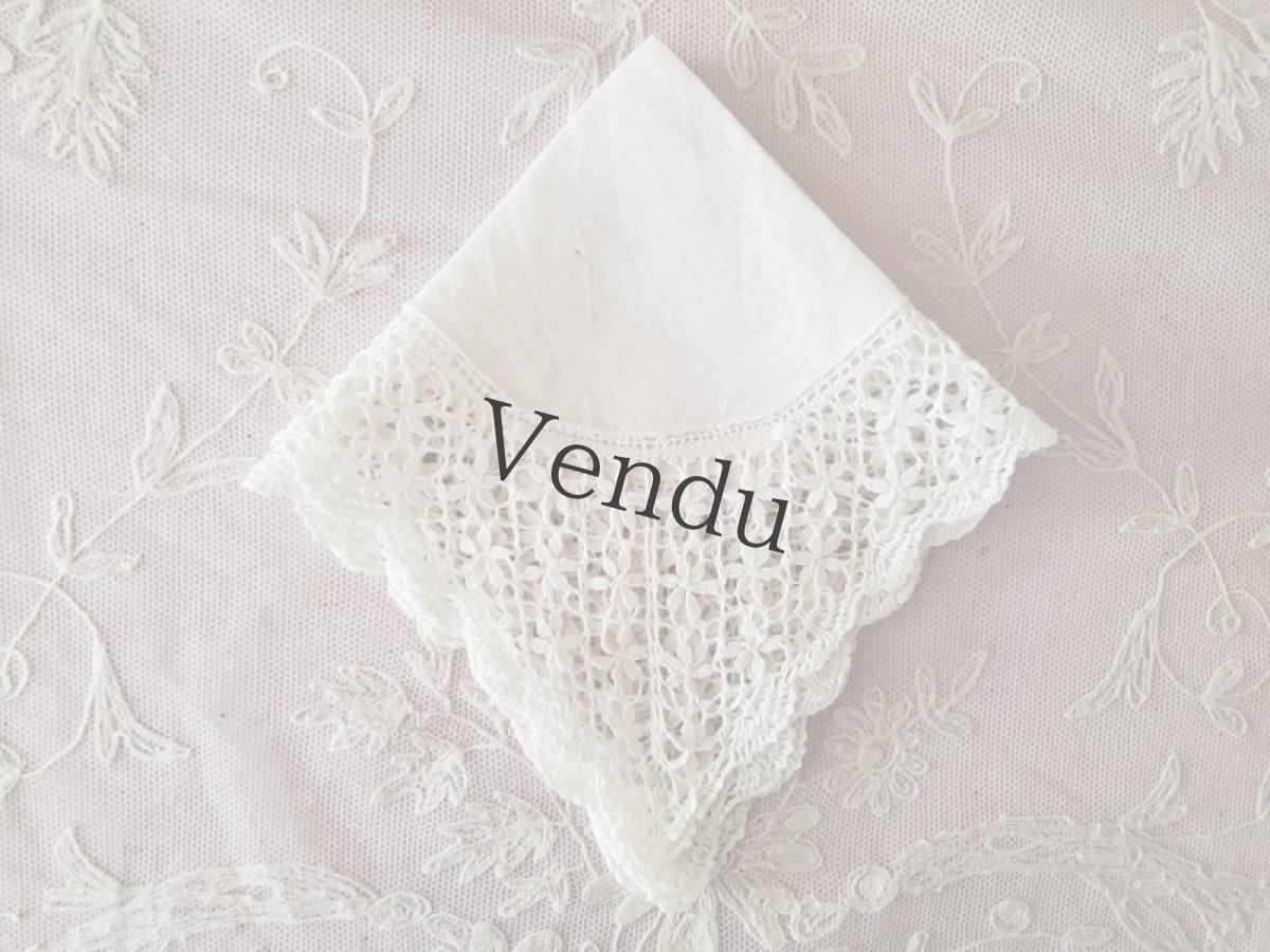 画像3: フランスヴィンテージ　ボビンレース　ハンカチ (3)