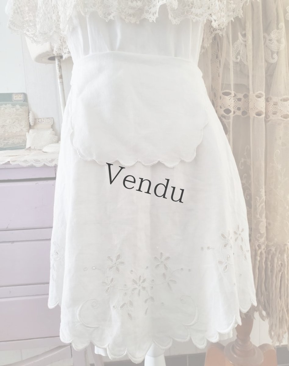画像5: フランスアンティーク　カットワーク刺繍 タブリエ（エプロン） (5)