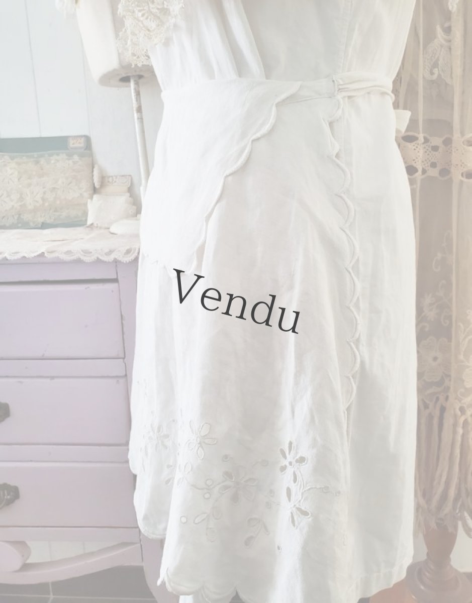 画像6: フランスアンティーク　カットワーク刺繍 タブリエ（エプロン） (6)