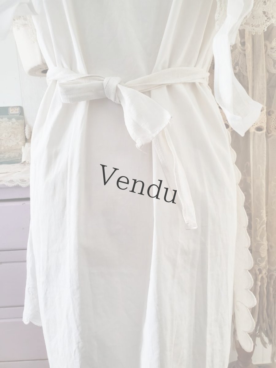 画像7: フランスアンティーク　カットワーク刺繍 タブリエ（エプロン） (7)