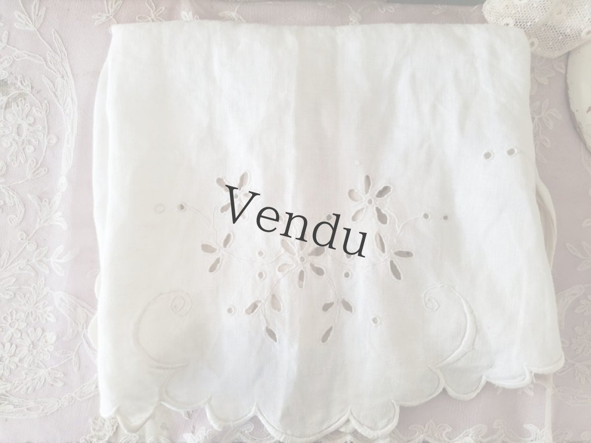 画像8: フランスアンティーク　カットワーク刺繍 タブリエ（エプロン） (8)