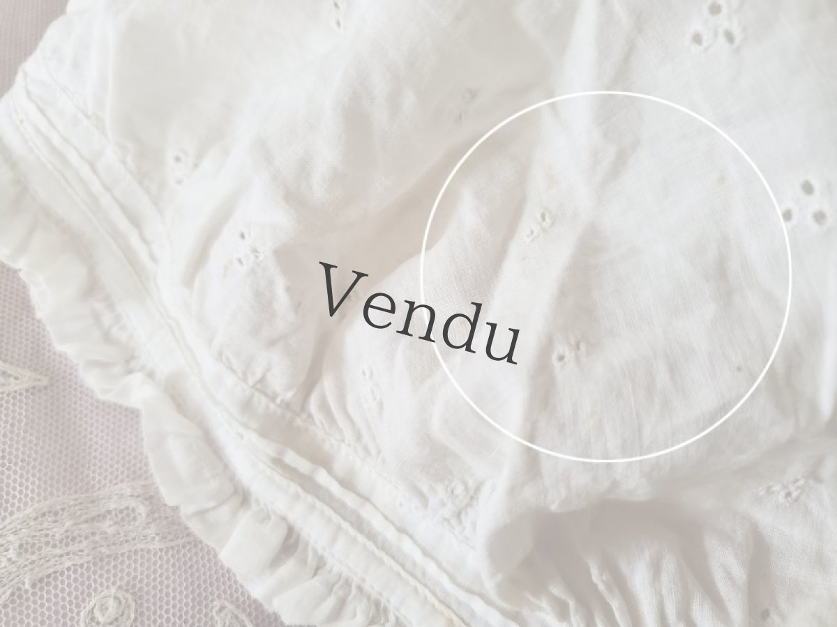 画像8: フランスアンティーク　コットン刺繍ボネ (8)