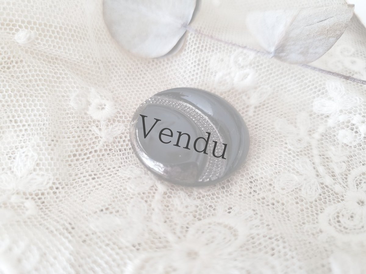 画像2: フランス 1920-30年代 フレンチジェットボタン 銀彩 27mm (2)