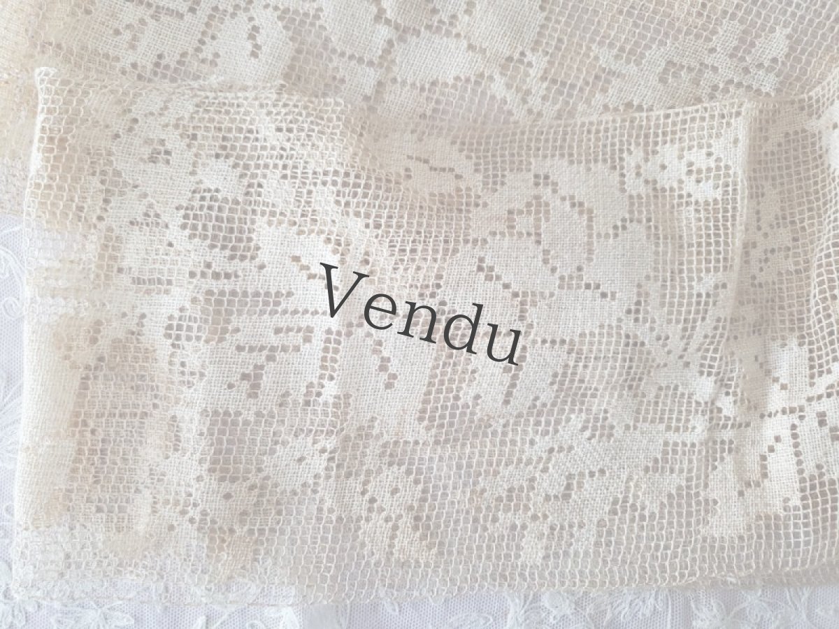 画像2: フランスアンティーク　ばらの円形幅広フィレレース 65.5cm (2)