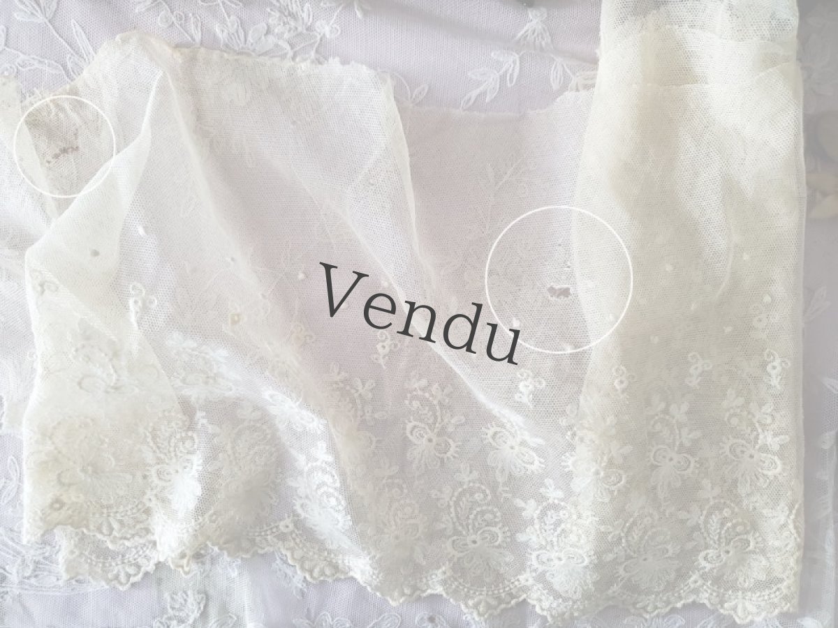 画像8: フランスアンティーク　チュール刺繍幅広レース 129cm (8)