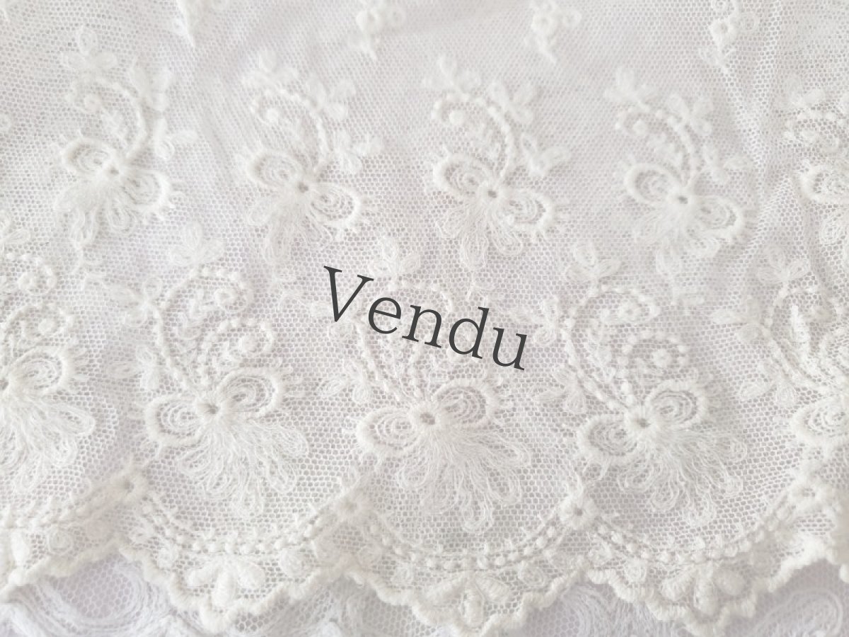 画像4: フランスアンティーク　チュール刺繍幅広レース 129cm (4)