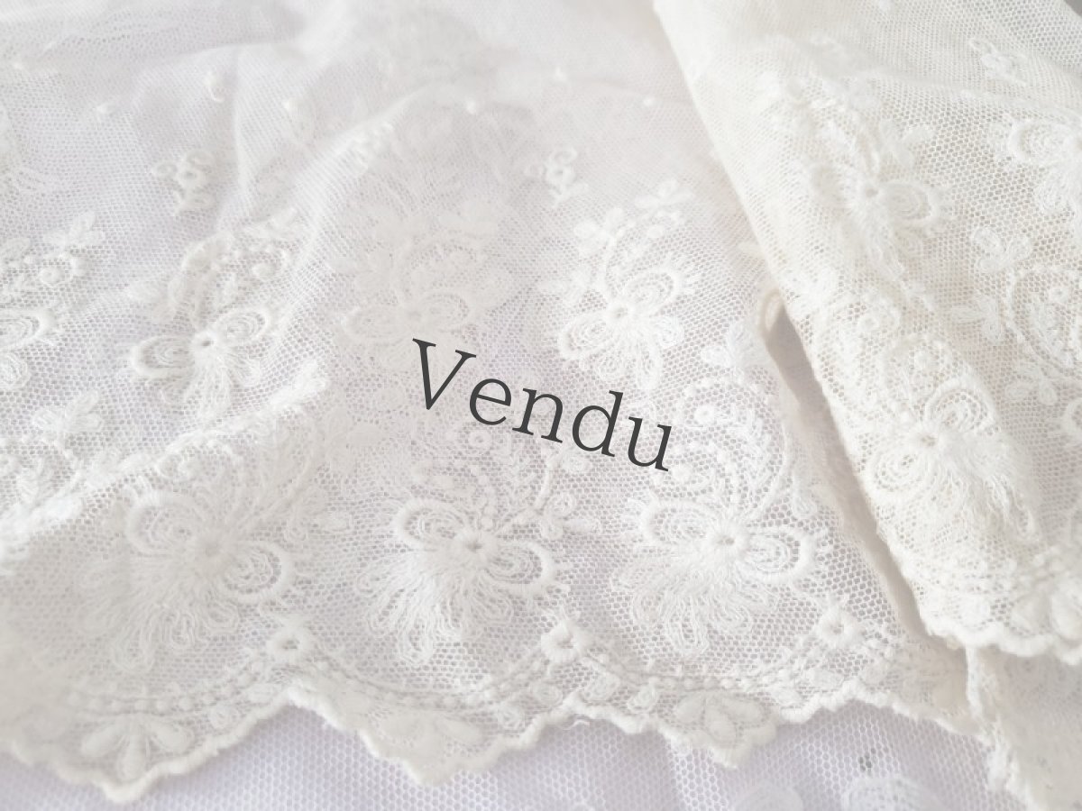 画像2: フランスアンティーク　チュール刺繍幅広レース 129cm (2)