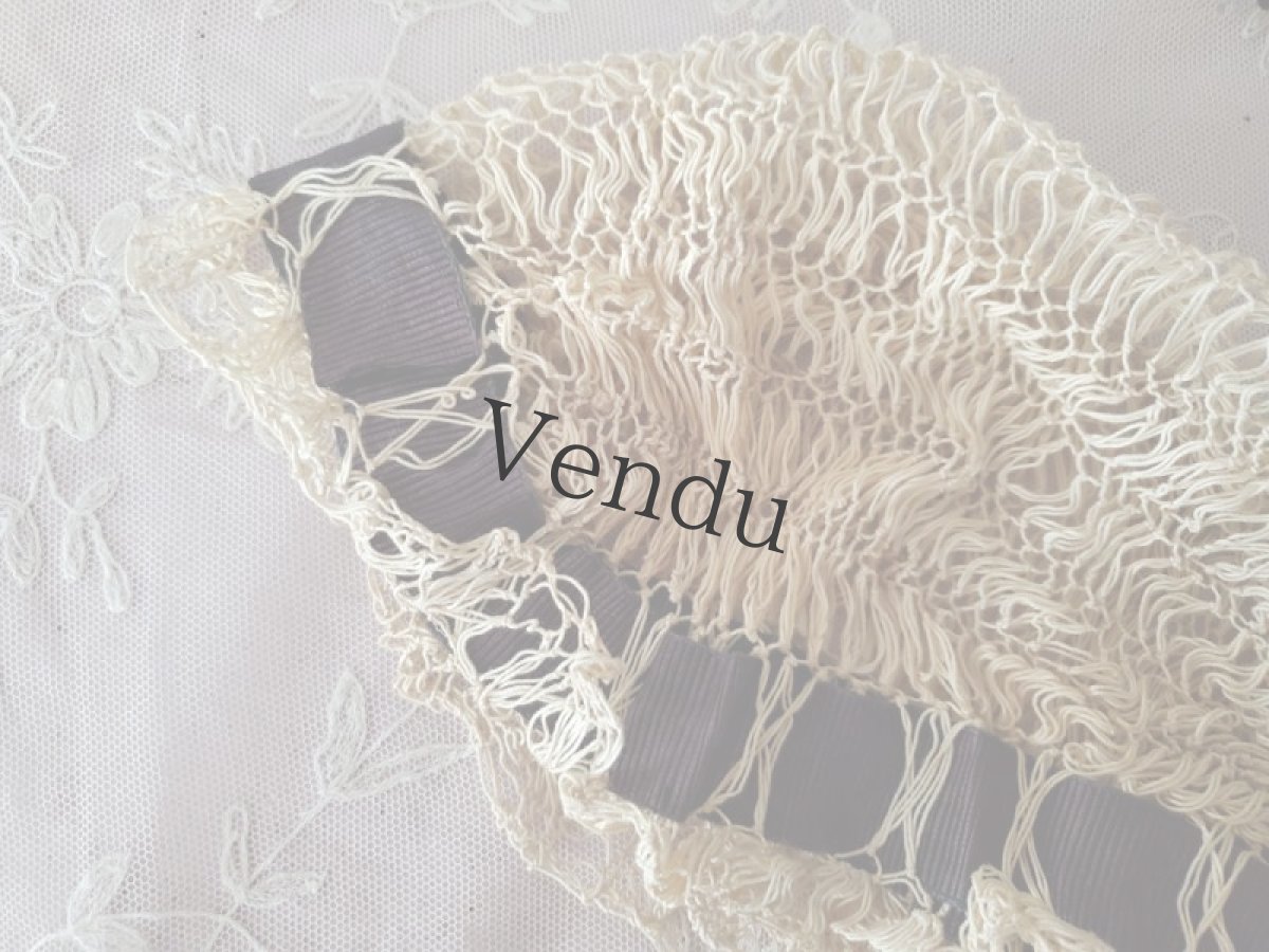 画像7: フランス 1920-30年代　黒リボンのクロシェボネ (7)