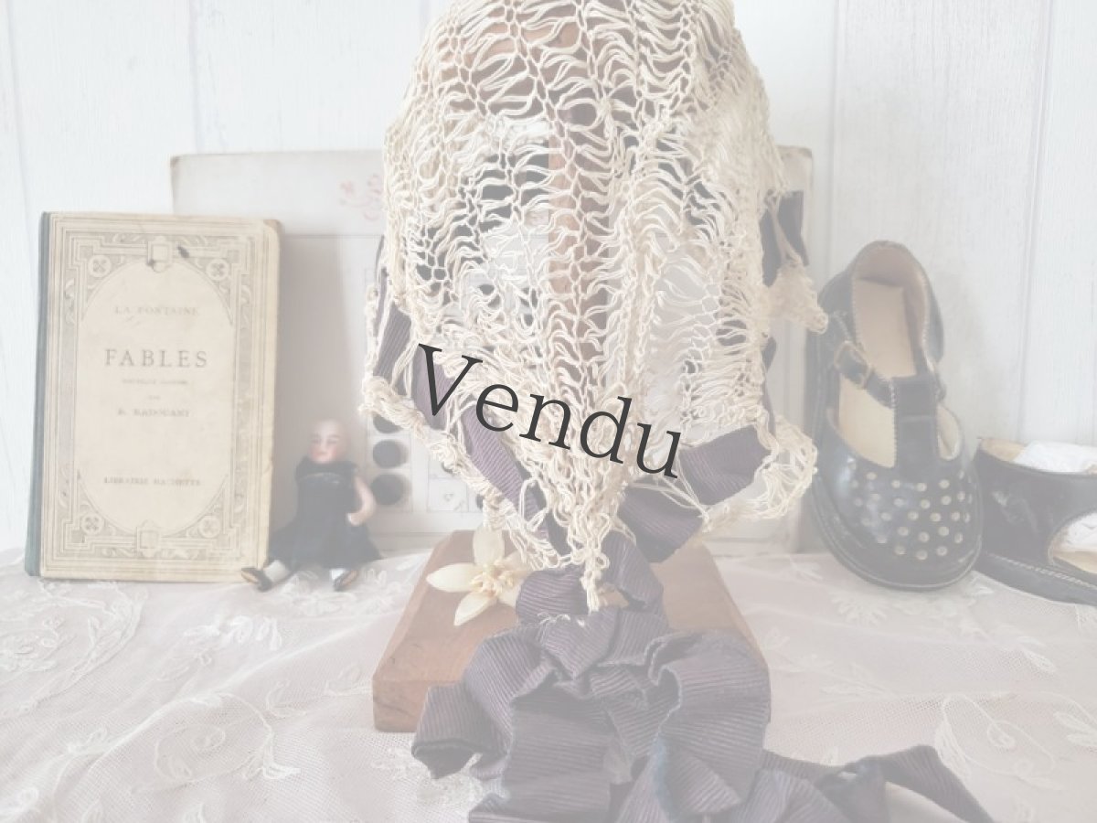 画像3: フランス 1920-30年代　黒リボンのクロシェボネ (3)