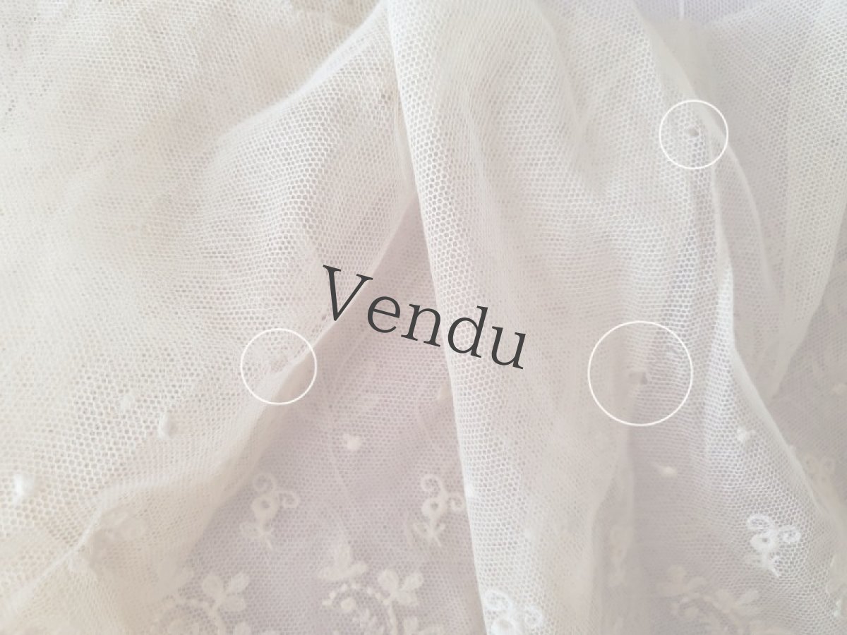 画像9: フランスアンティーク　チュール刺繍幅広レース 129cm (9)