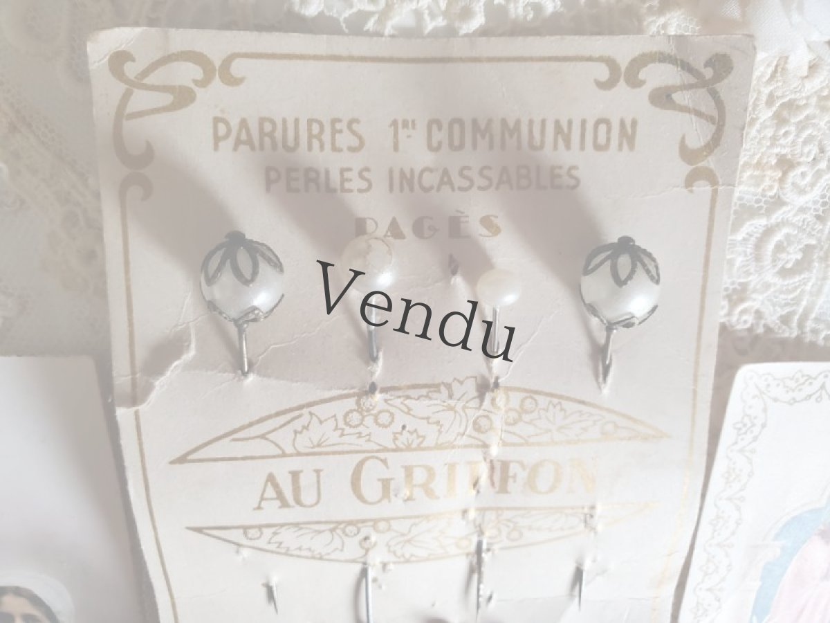 画像3: フランスアンティーク　パールのエパングルシート AU GRIFFON ホーリーカードつき (3)