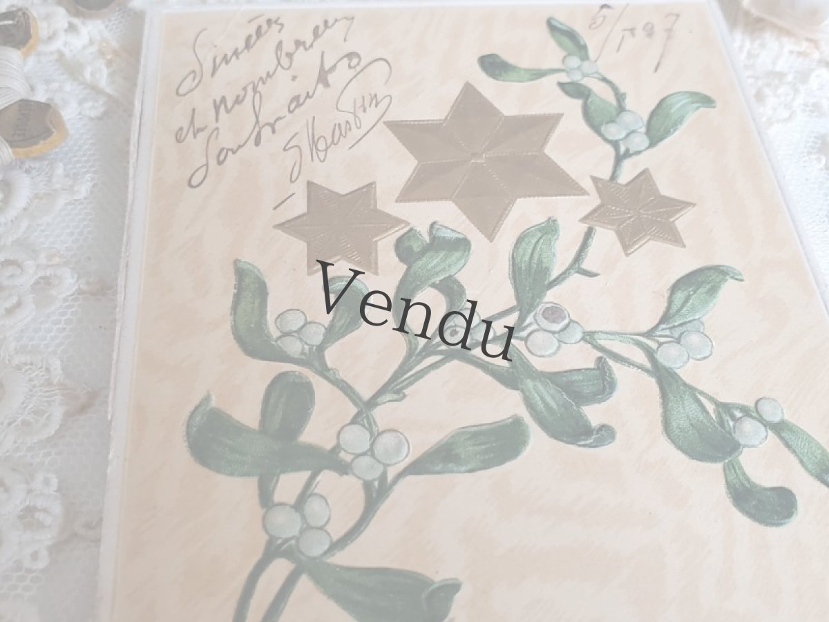 画像2: フランス 1900-30年 ヤドリギ BONNE ANNÉE ポストカードA (2)