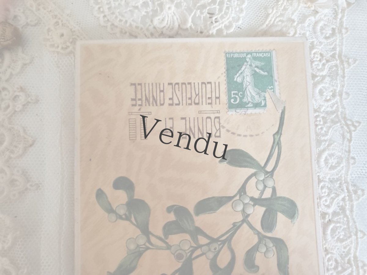 画像3: フランス 1900-30年 ヤドリギ BONNE ANNÉE ポストカードA (3)