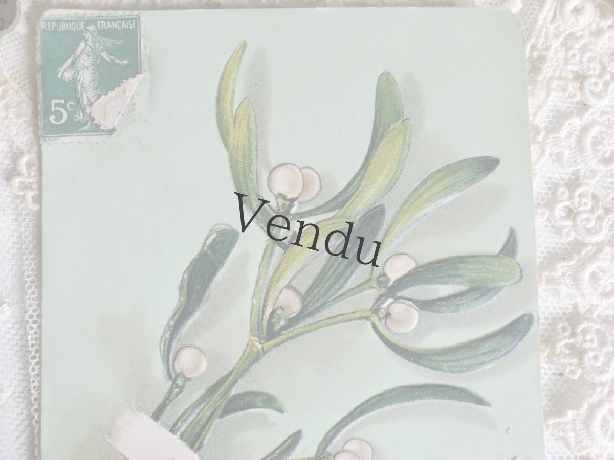 画像3: フランス 1900-30年 ヤドリギ BONNE ANNÉE ポストカードB (3)