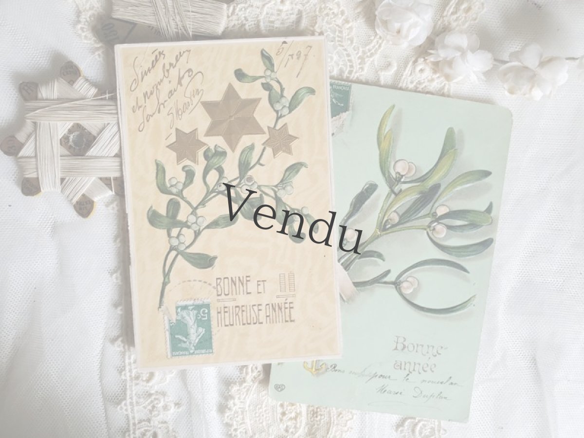 画像6: フランス 1900-30年 ヤドリギ BONNE ANNÉE ポストカードB (6)