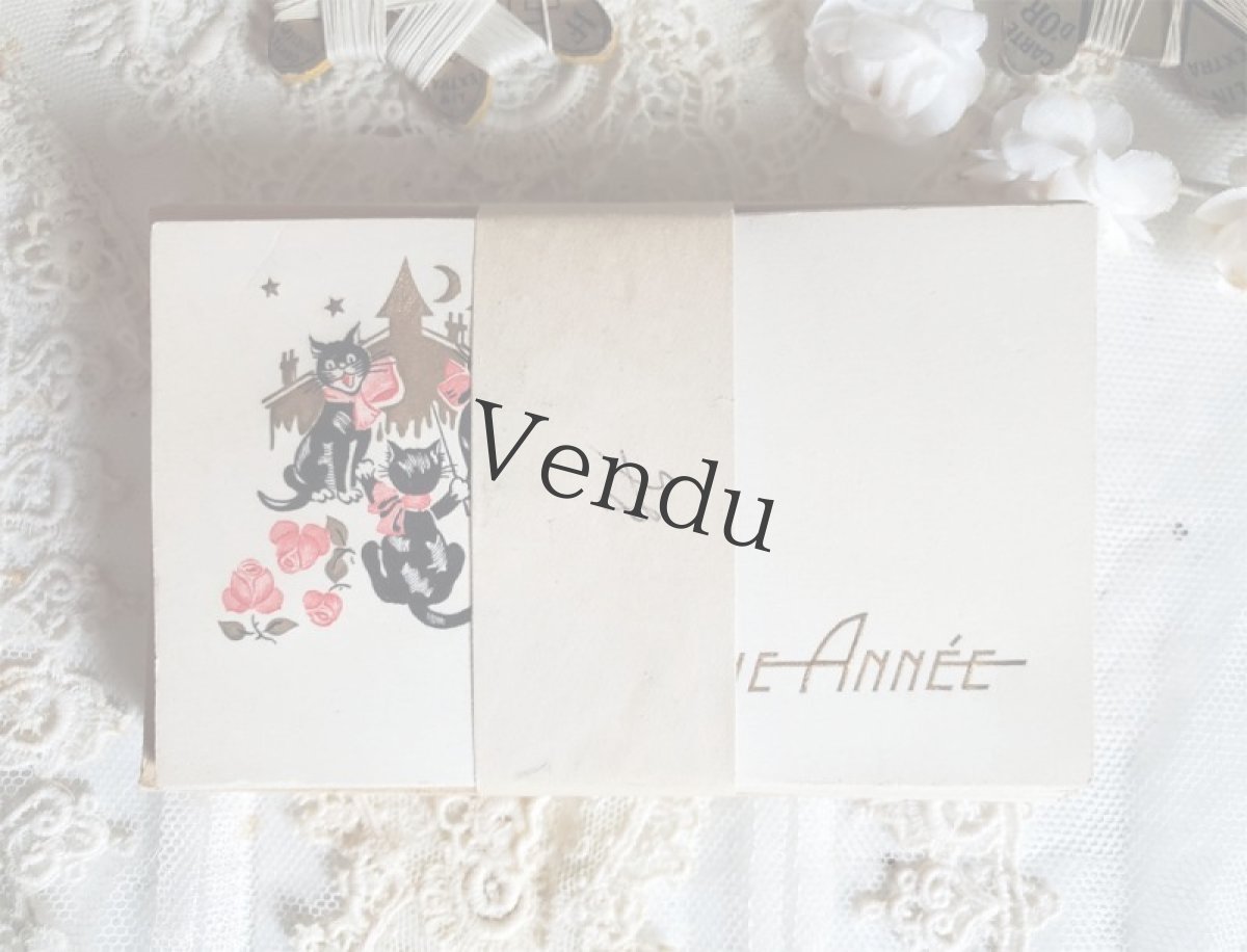 画像3: フランスアンティーク 黒猫たちのBONNE ANNÉE プチカードセット (3)