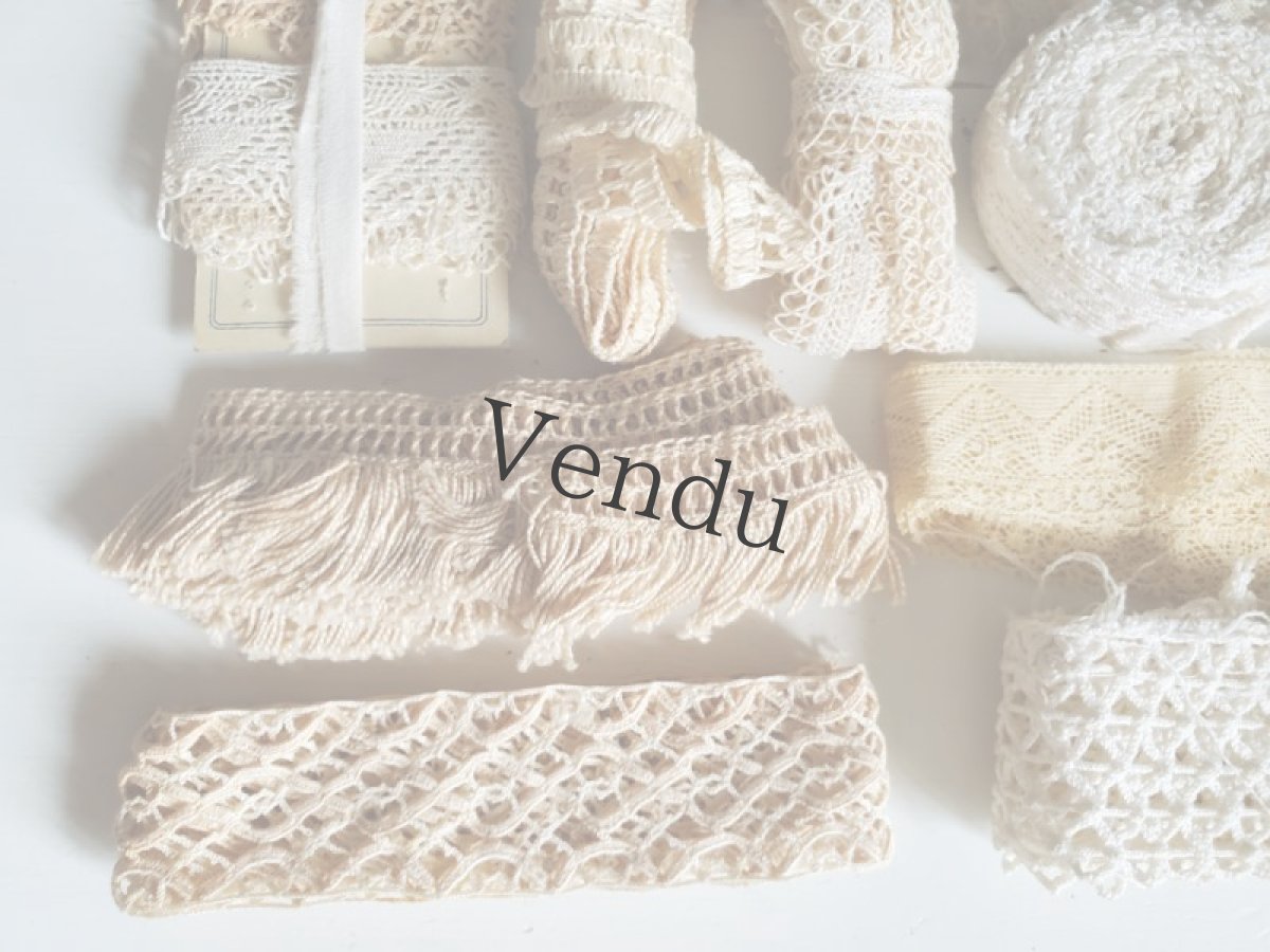 画像6: フランスアンティーク　箱入りレースセット 13種類＋貝ボタンシート＋ホーリーカードつき (6)