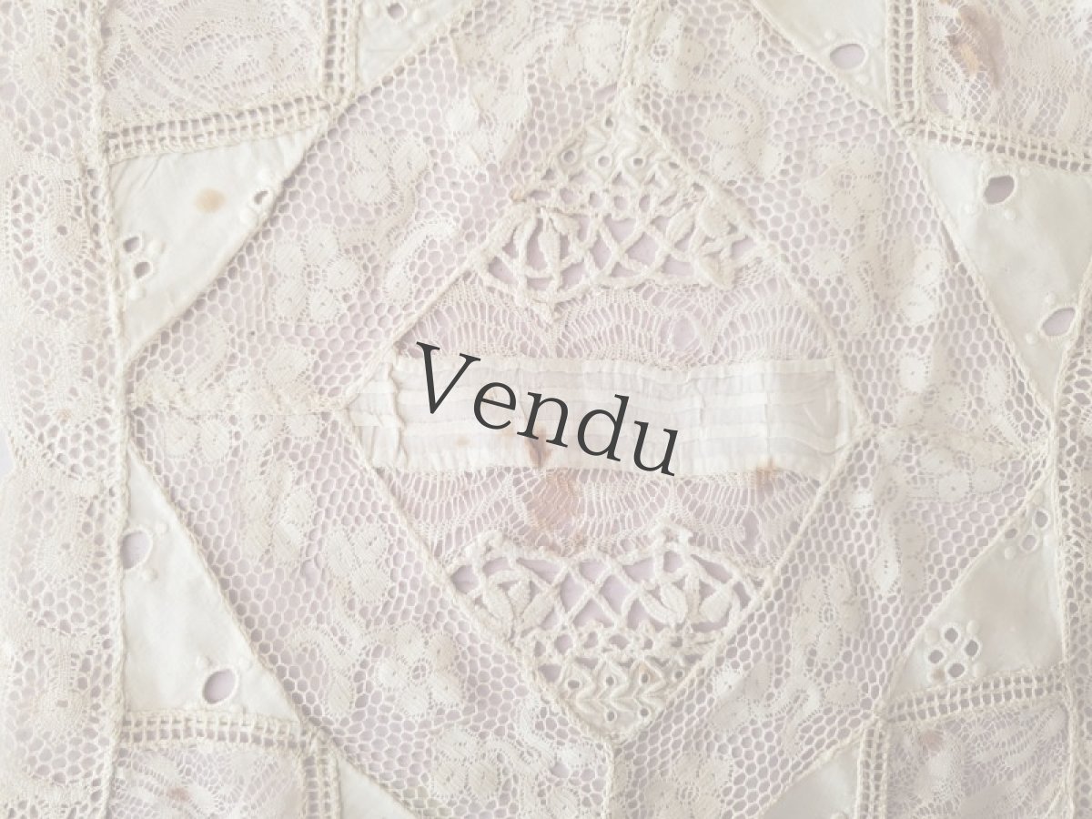 画像2: フランスアンティーク　ノルマンディレースのドイリー (2)