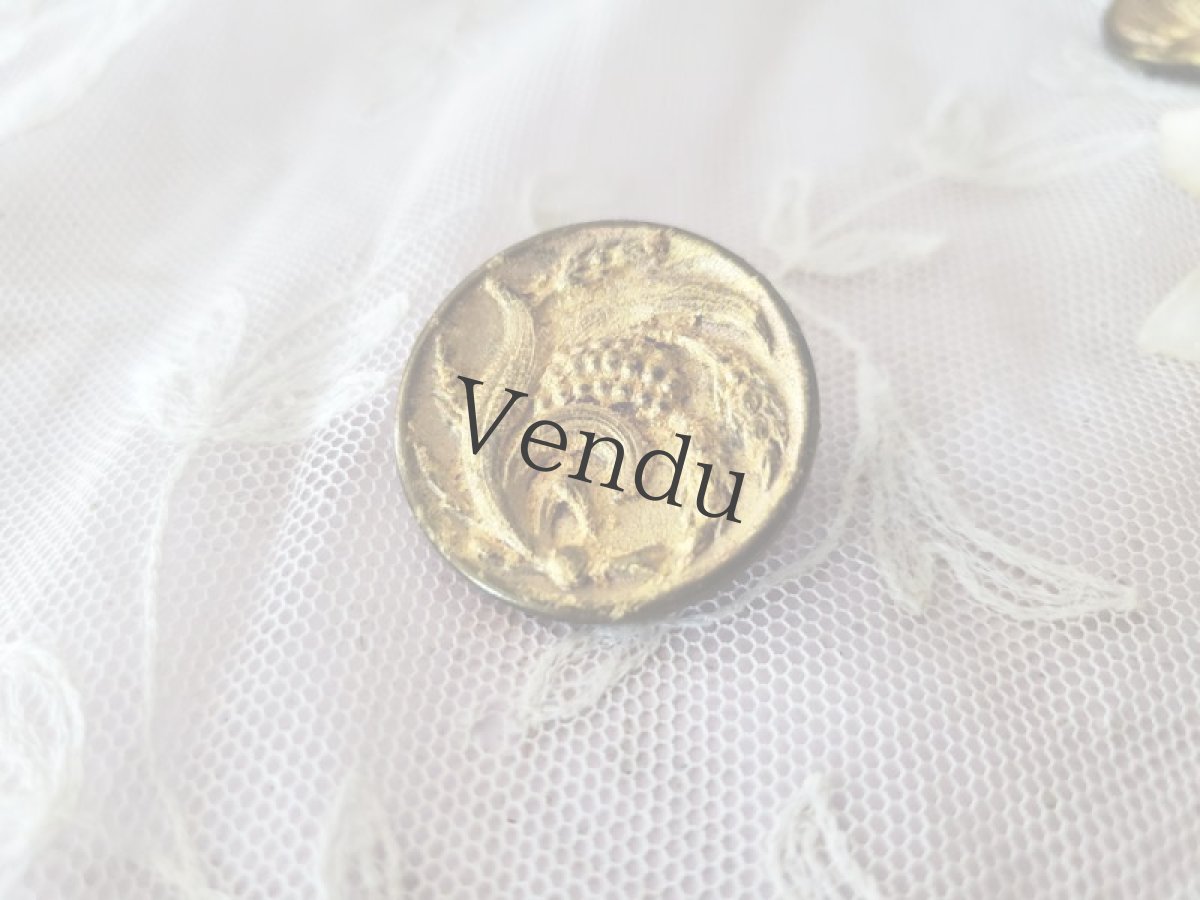 画像3: フランスアンティーク ゴールドメタルボタン とうもろこしと稲 27mm (3)