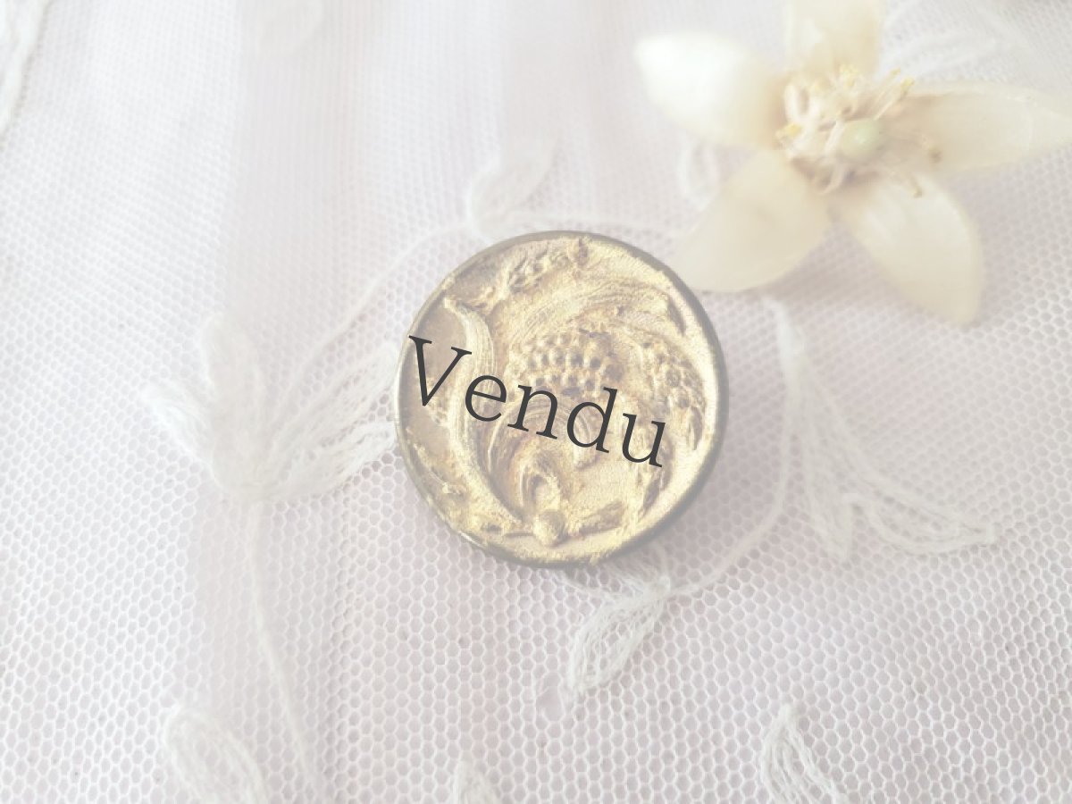 画像2: フランスアンティーク ゴールドメタルボタン とうもろこしと稲 27mm (2)