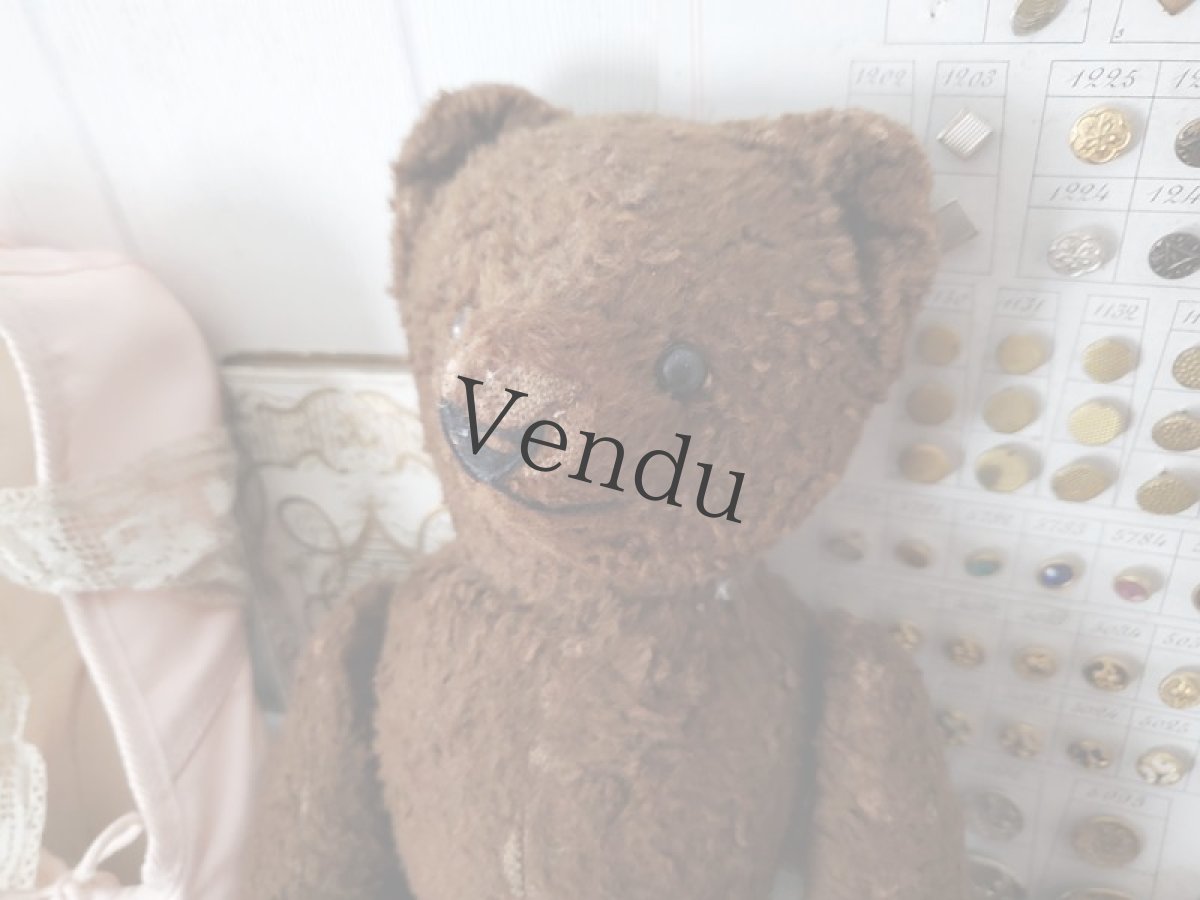 画像4: フランス 1940-50年代　小柄なくまのぬいぐるみ (4)