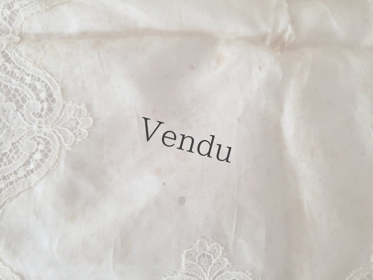 画像5: フランスアンティーク　シルクとレースのハンカチ（ダメージ） (5)