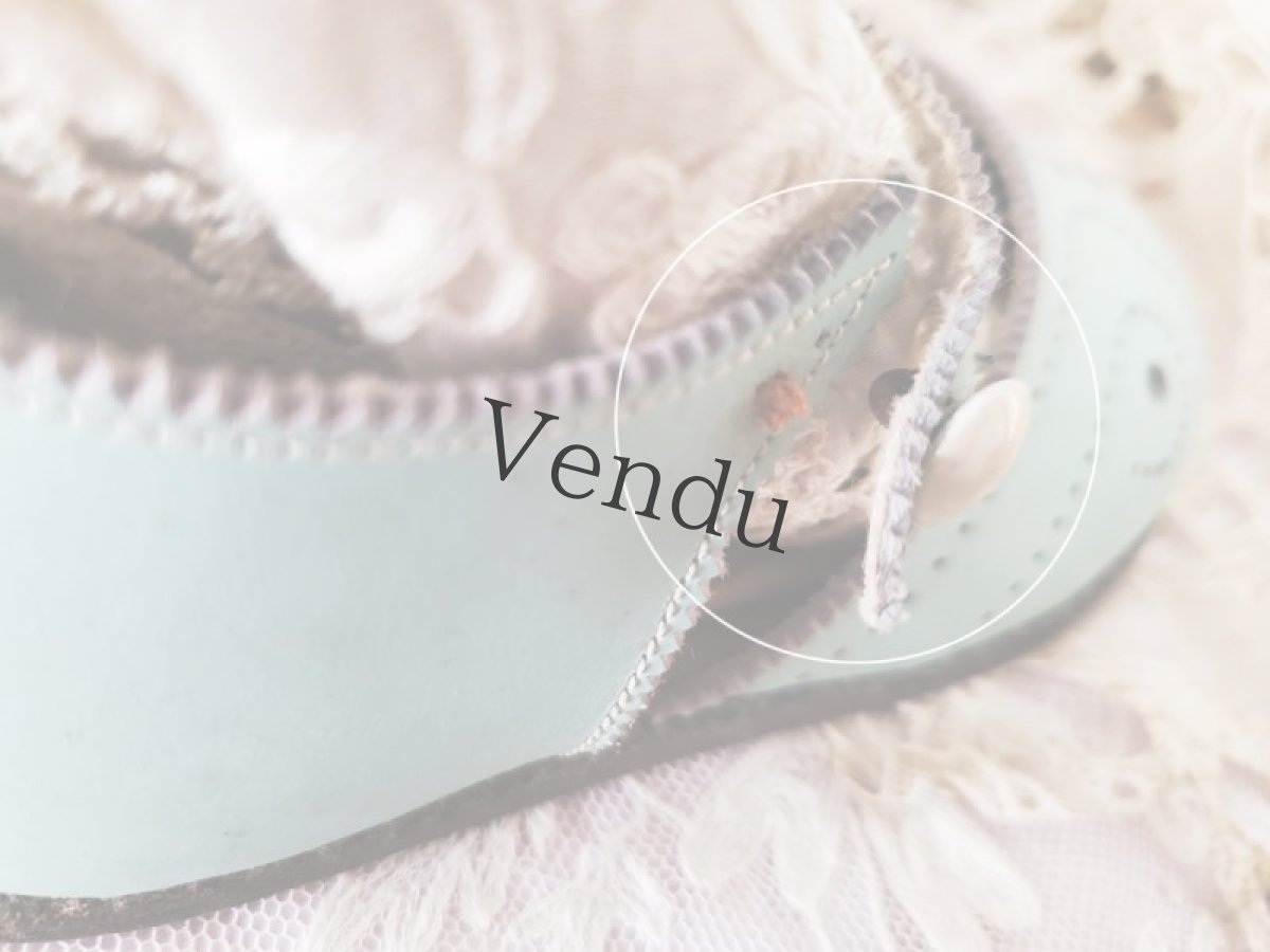 画像7: フランスヴィンテージ　水色のストラップベビーシューズ (7)