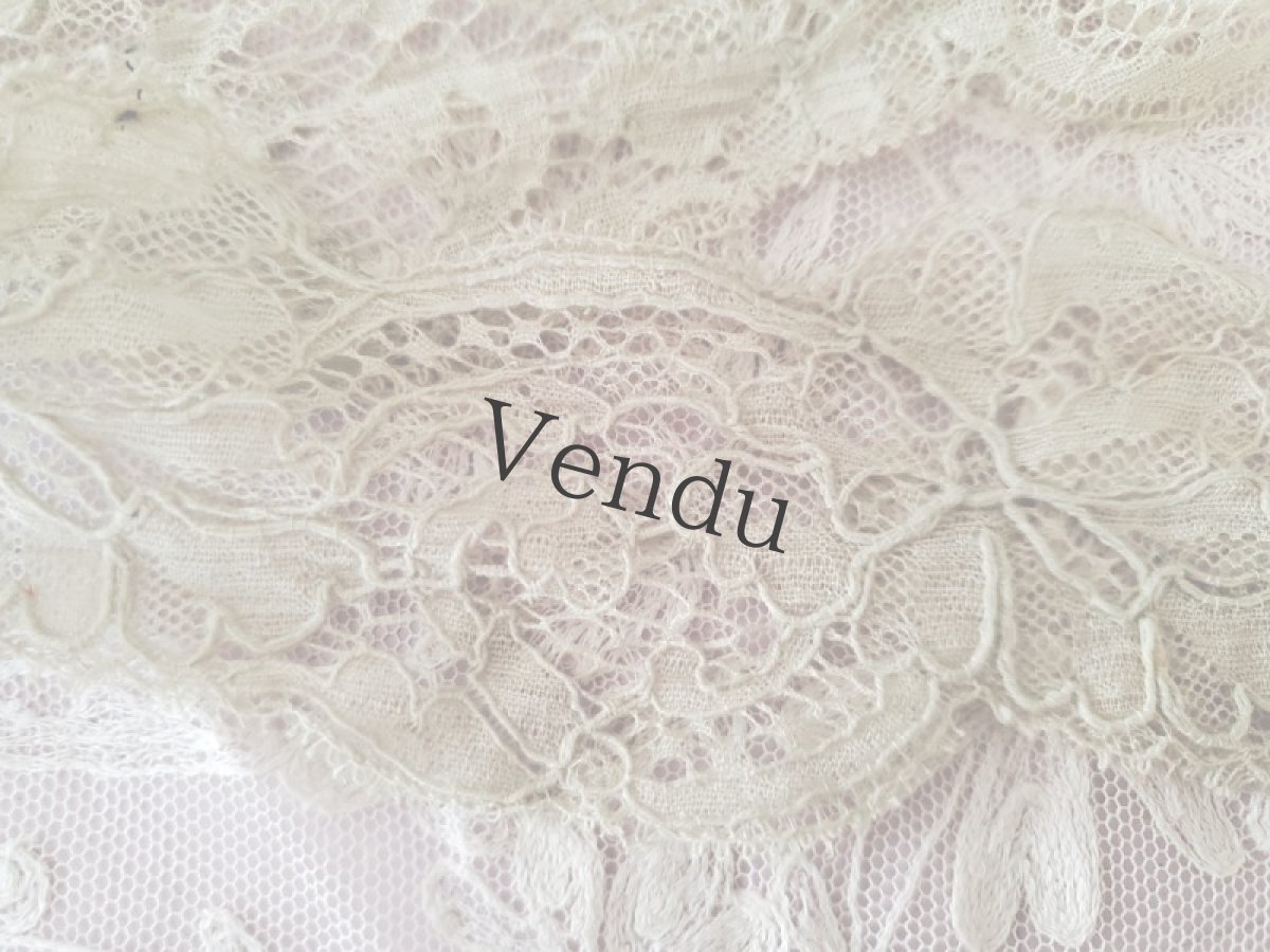 画像3: フランスアンティーク　カレーレース　オリーブに近い水色 105cm (3)