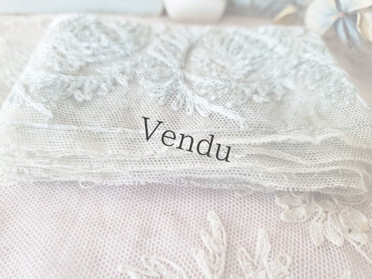 画像6: フランスアンティーク　アプリカシオンレース　水色 126cm (6)