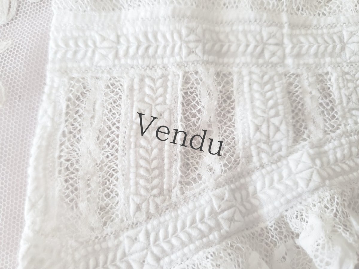 画像3: フランスアンティーク　白糸刺繍のちいさなお袖（片袖） (3)