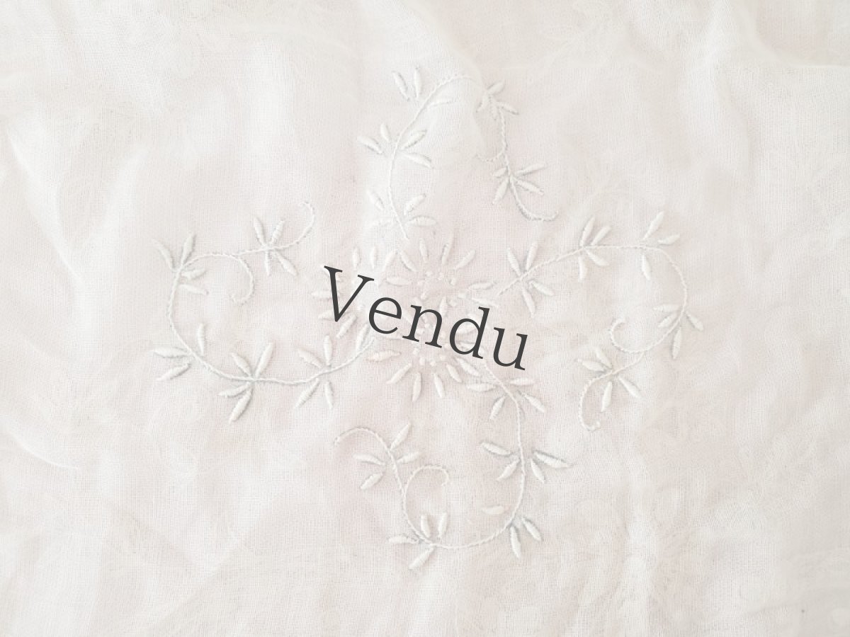 画像2: フランスアンティーク　白糸刺繍パーツ (2)