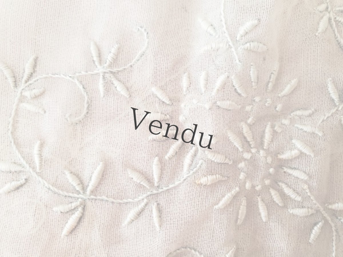 画像3: フランスアンティーク　白糸刺繍パーツ (3)