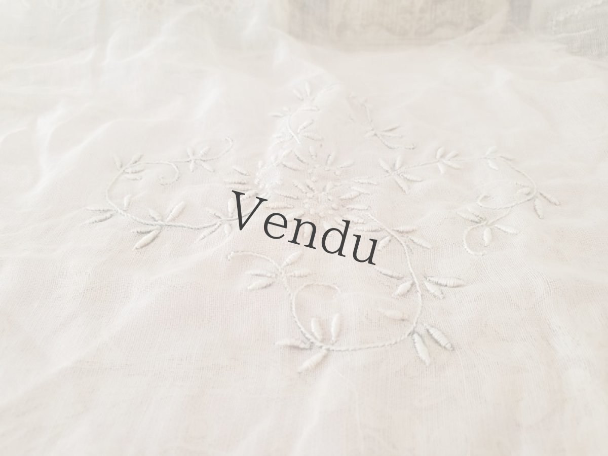 画像4: フランスアンティーク　白糸刺繍パーツ (4)