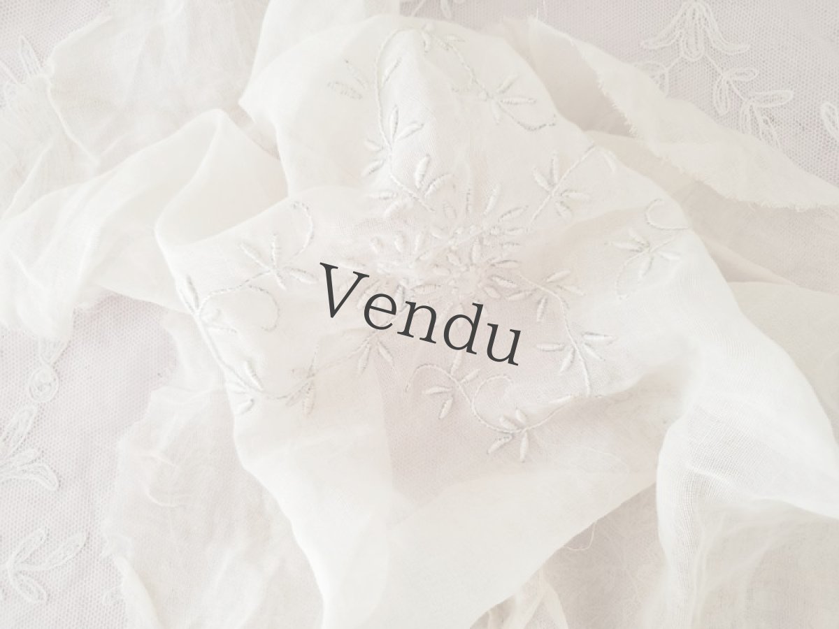 画像5: フランスアンティーク　白糸刺繍パーツ (5)