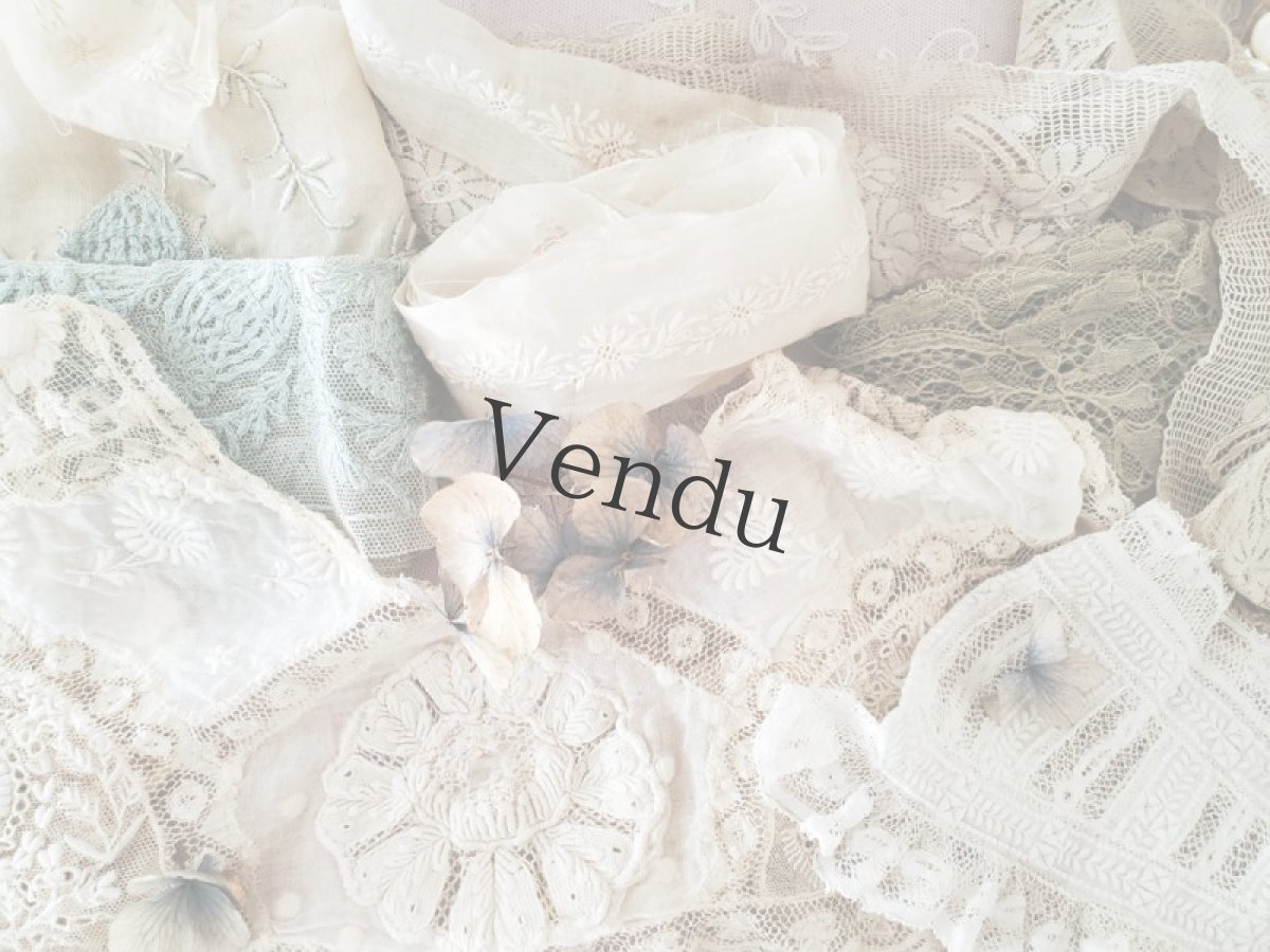 画像7: フランスアンティーク　白糸刺繍リボン／テープ 156cm (7)