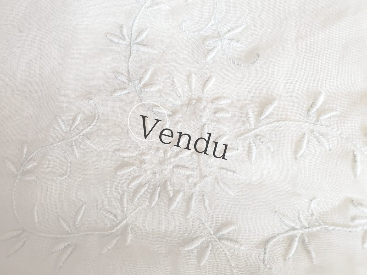 画像6: フランスアンティーク　白糸刺繍パーツ (6)