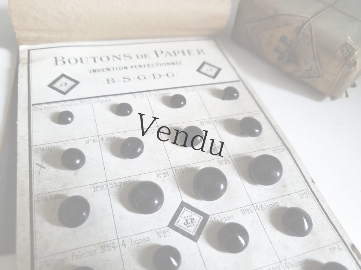 画像2: フランス 1900年代 シューボタンサンプルシート 包み紙色バリエ付き J.P. (2)