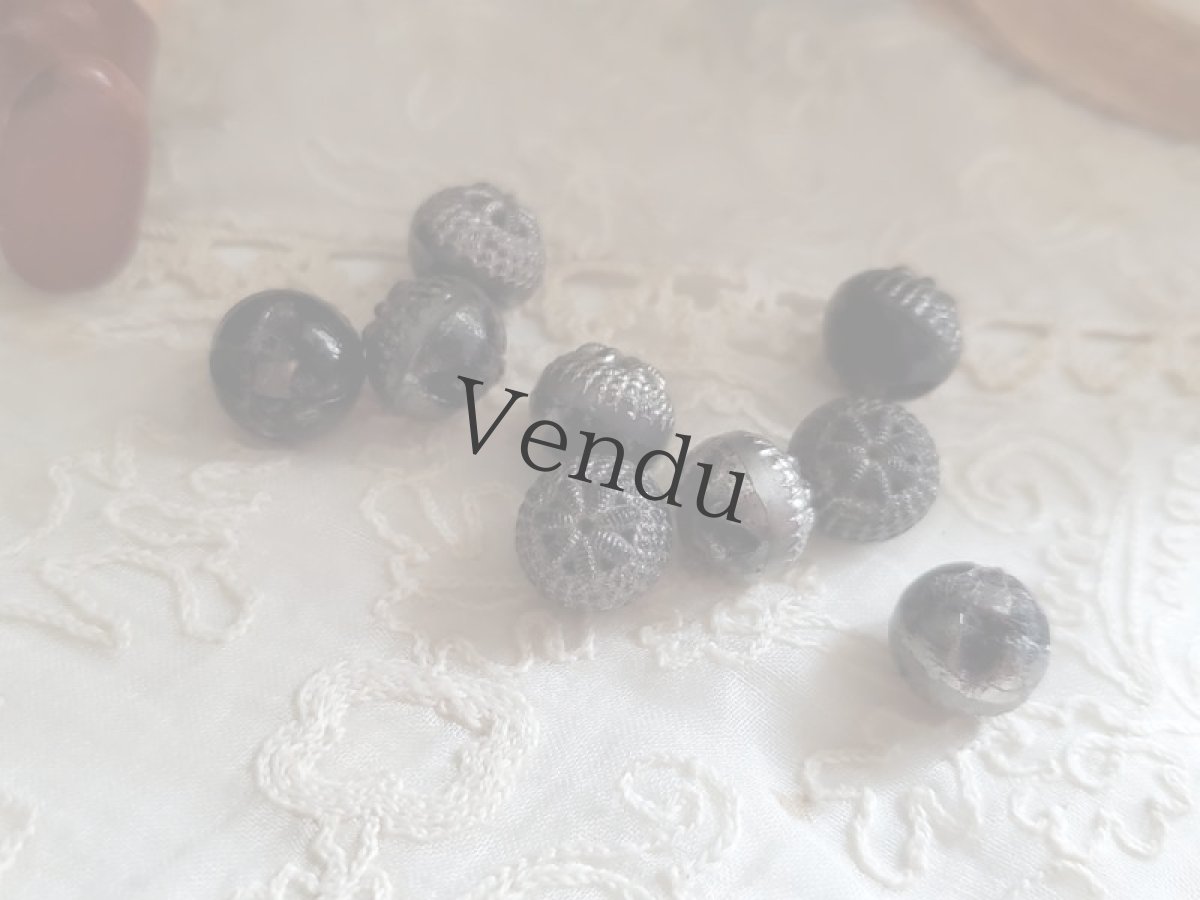 画像4: フランス 1900年前後 フレンチジェットボタン 9個セット 10mm (4)