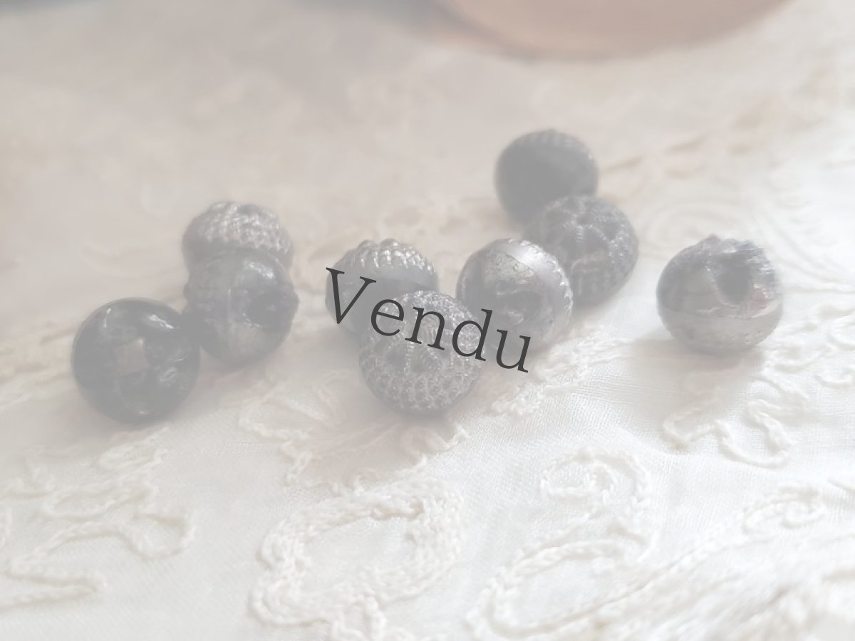 画像3: フランス 1900年前後 フレンチジェットボタン 9個セット 10mm (3)